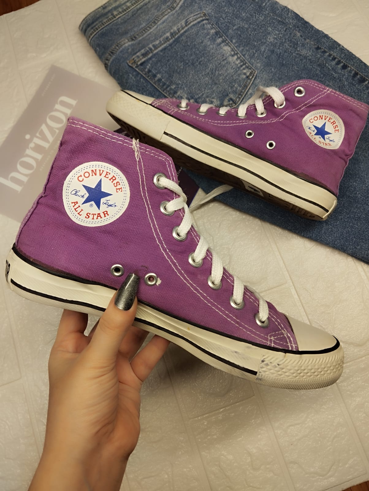 Purple high rise converse